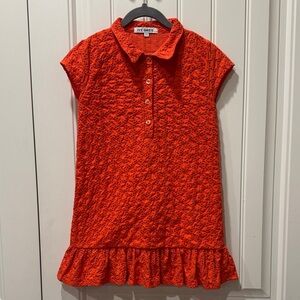 Orange Lace Dress with Ruffle Hem